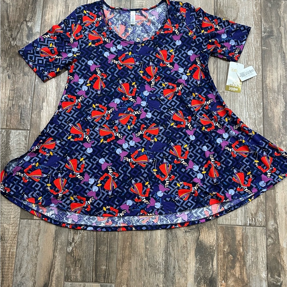 Lularoe top size M perfect classic T short sleeve Disney Captain Hook red purple